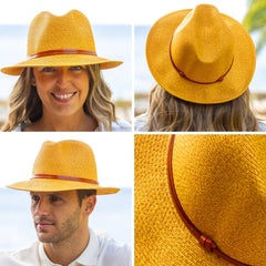 TRAVAUX EN COURS Chapeau papier double lien cuir Curry