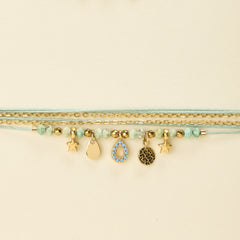 BY GARANCE Bracelet Arlo chaine acier & laiton doré celadon