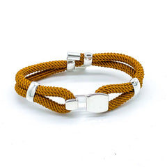 ALANNE B Bracelet AlanneB caramel coton torsadé fermoir courbe en argent