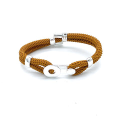 ALANNE B Bracelet AlanneB caramel coton torsadé fermoir rond en argent