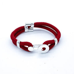 ALANNE B Bracelet AlanneB bordeaux coton torsadé fermoir rond en argent