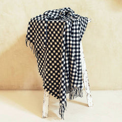 plaid laine merinos damier camargue brun de vian tiran
