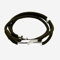 bracelet homme et femme vert cordon torsadé fermoir argent mixte alanne b