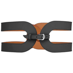 ceinture en cuir noir forme corset vaincourt