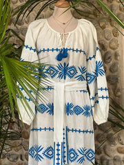 BENARAS Robe  Stella V. blanche-bleue