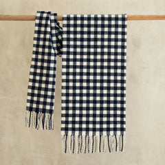 echarpe laine merinos camargue damier brun de vian tiran