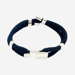 ALANNE B Bracelet alanneB bleu cordon torsadé et fermoir courbe en argent