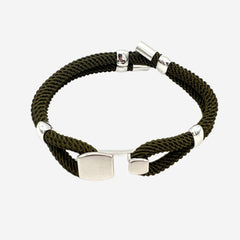 bracelet cordon torsadé vert jungle avec fermoir en argent alanne b
