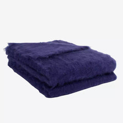 Couverture 100% mohair 220 x 240 Indigo fabrique en france manufacture brun de vian tiran
