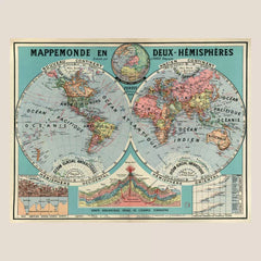 carte du monde mappemonde avec deux hemisphere sud et nord par forest