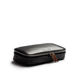trousse de toilette en cuir et feutrine compact noir juliet lundi
